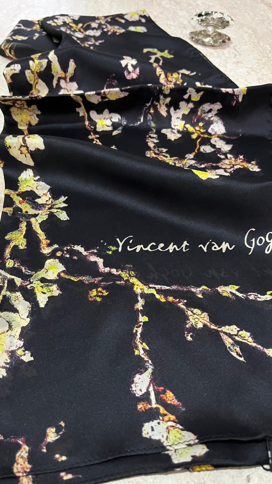 Van Gogh Desen Vual İpek Şal Siyah