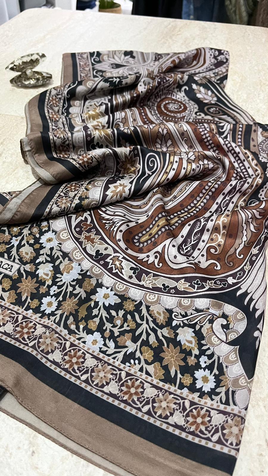 Etro Desen Vual İpek Şal Vizon