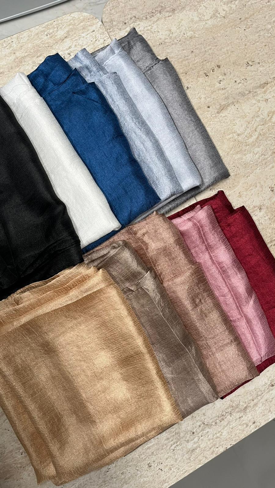 Pamuk İpek Işıltılı Şal Füme
