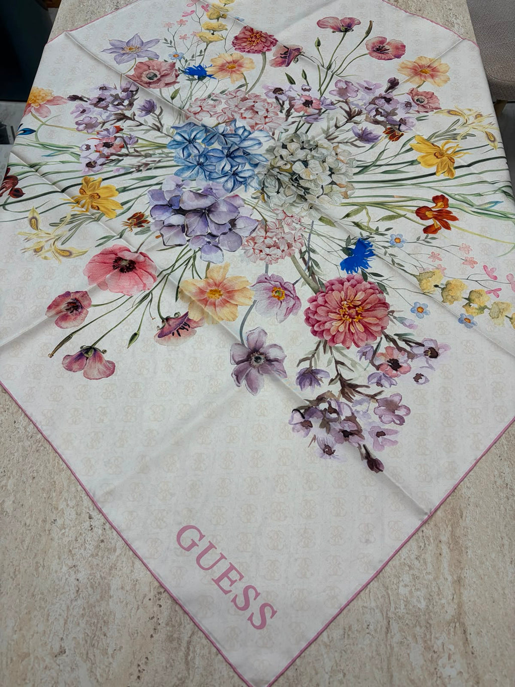 Twill İpek Eşarp Pudra Çiçek