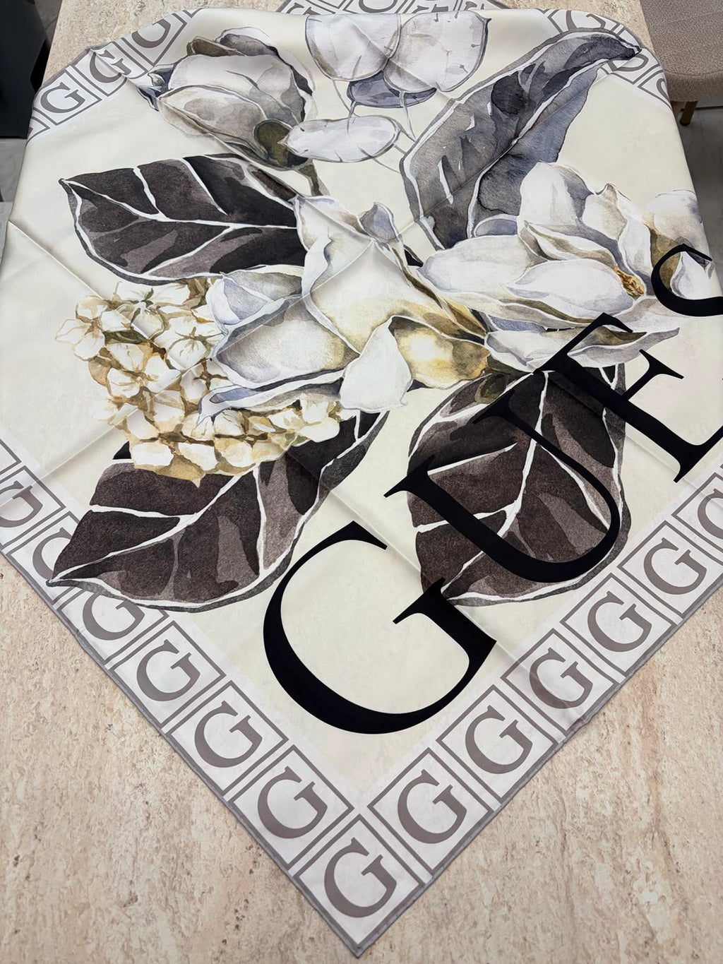 Twill İpek Eşarp Bej-Gri