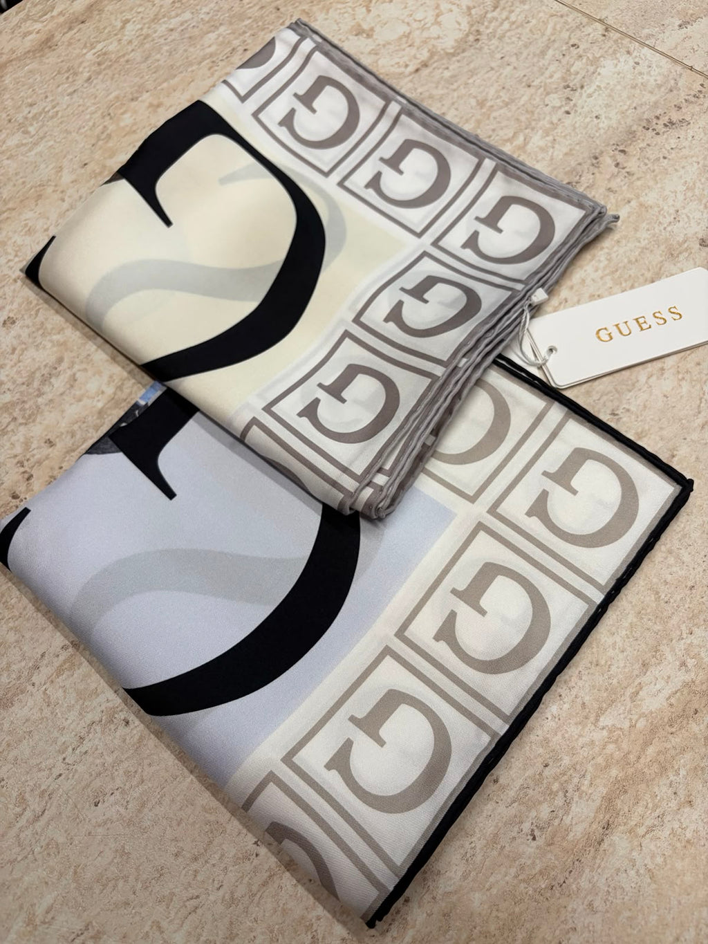 Twill İpek Eşarp Bej-Gri