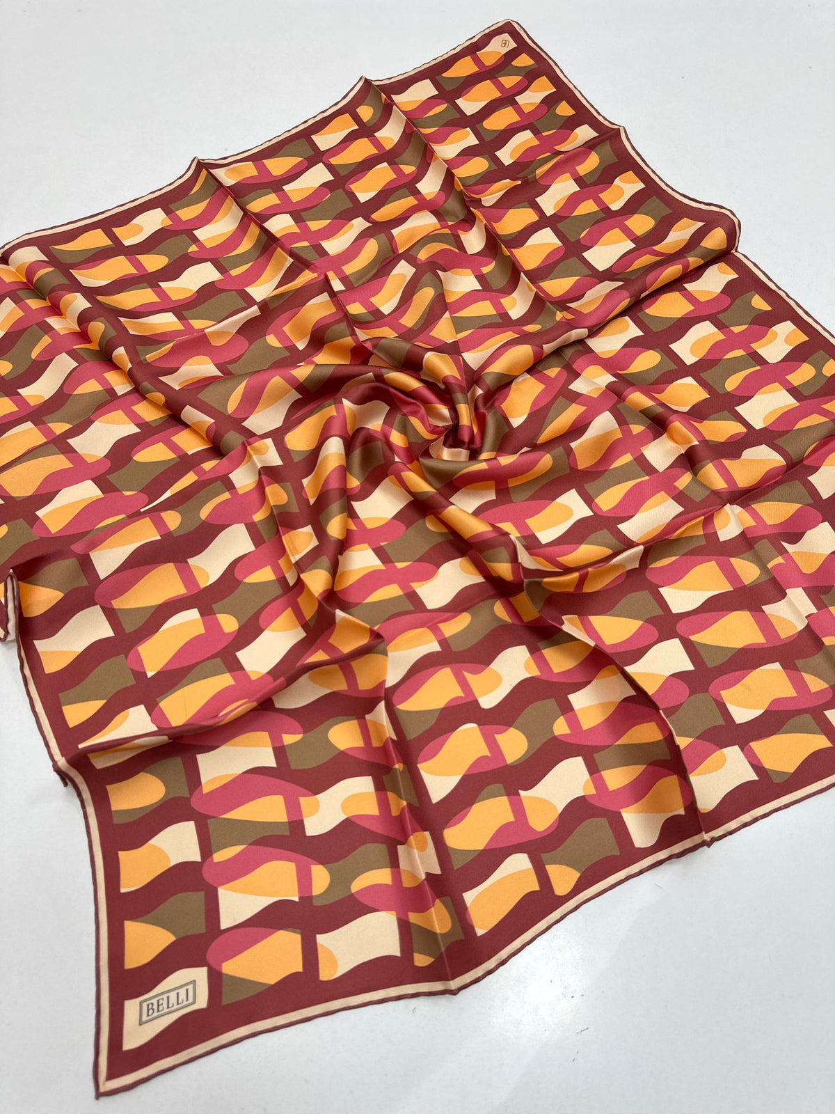 Belli'27 Kış Twill İpek Eşarp Bakır