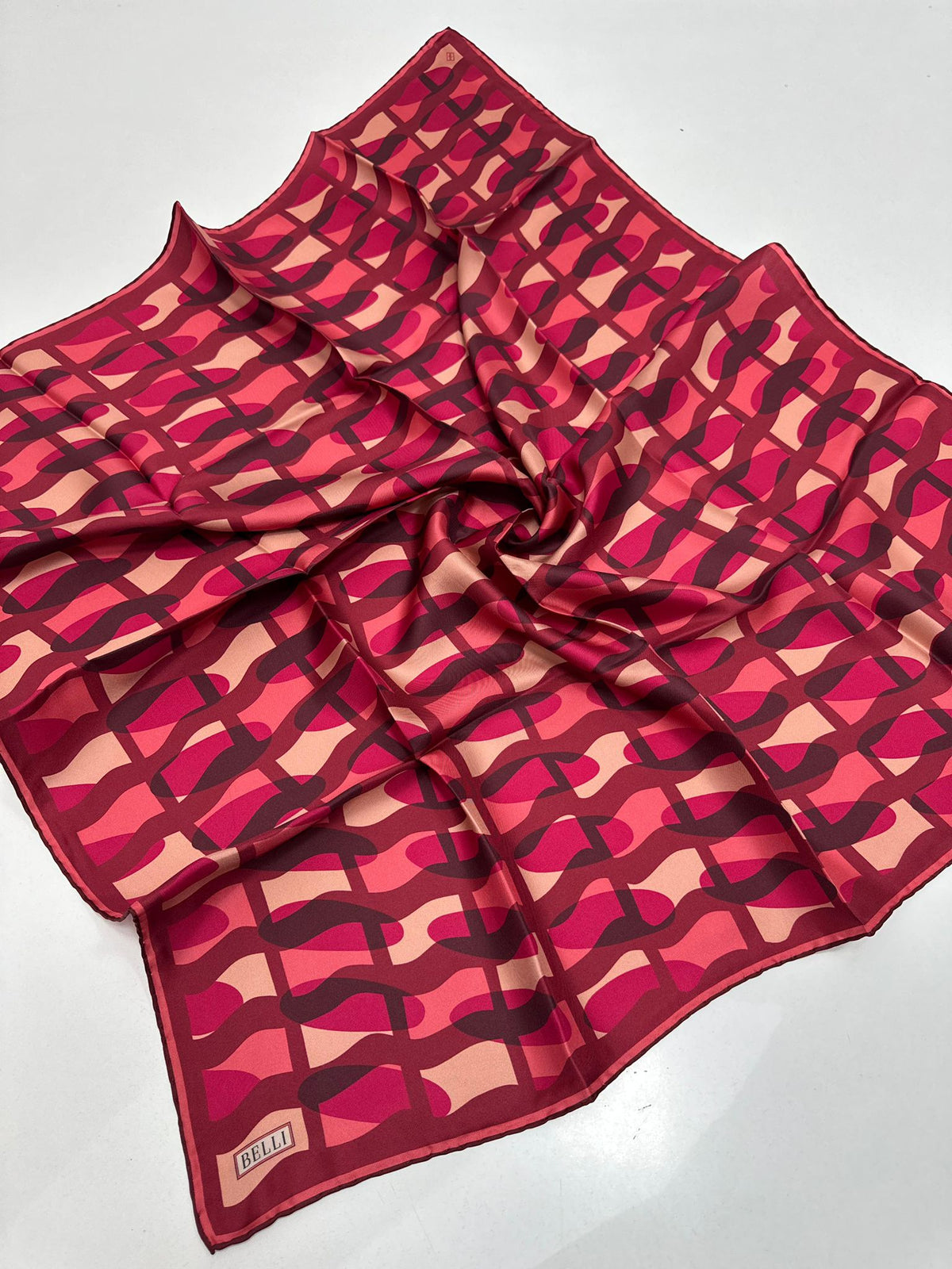 Belli'27 Kış Twill İpek Eşarp Kırmızı-Bordo