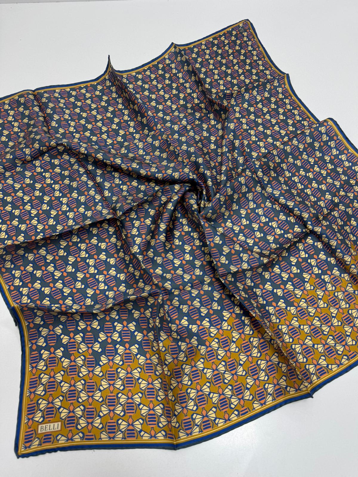 Belli'27 Kış Twill İpek Eşarp İndigo