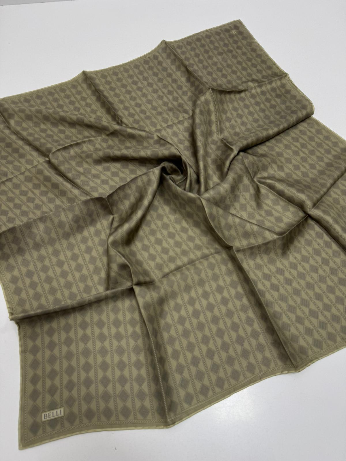 Belli'27 Kış Twill İpek Eşarp Açık Haki