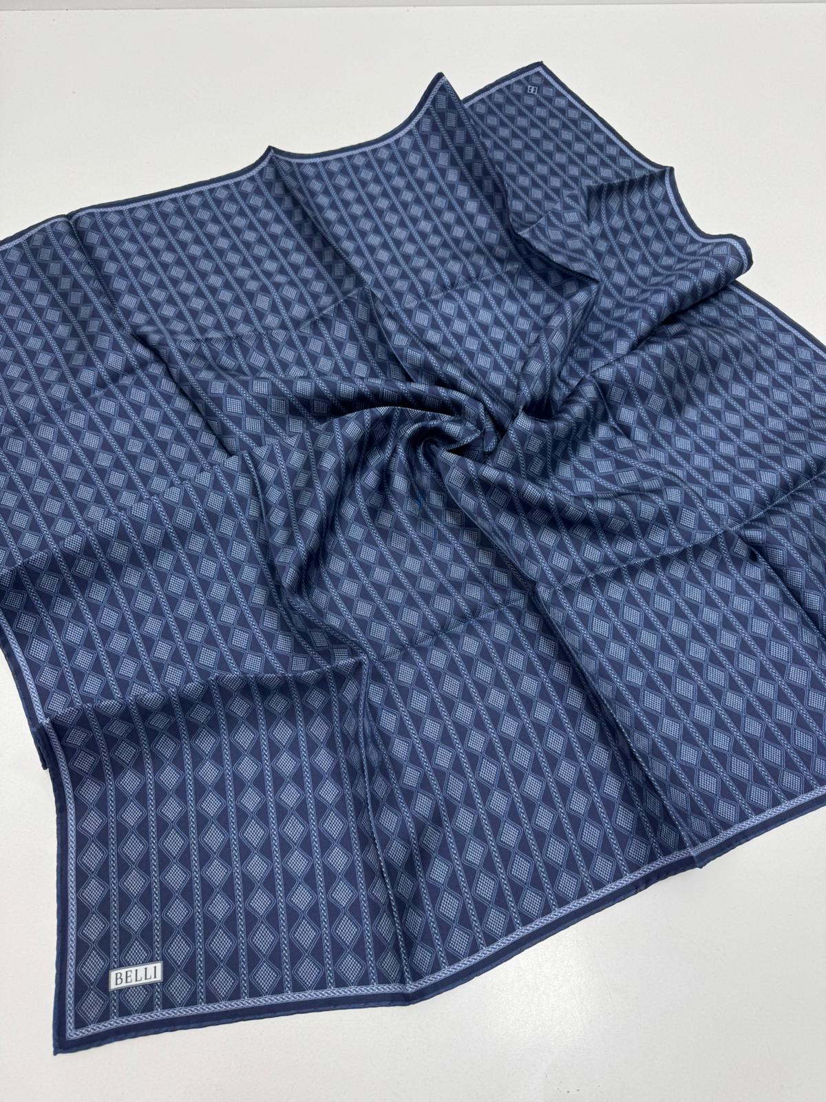 Belli'27 Kış Twill İpek Eşarp Lacivert