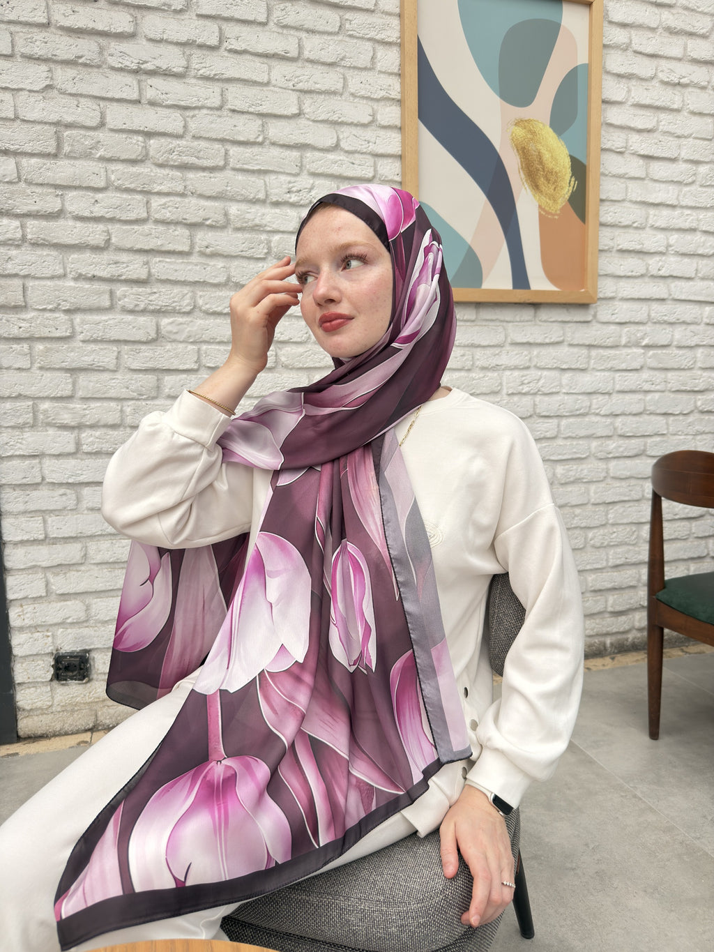 Vual İpek Şal Mürdüm