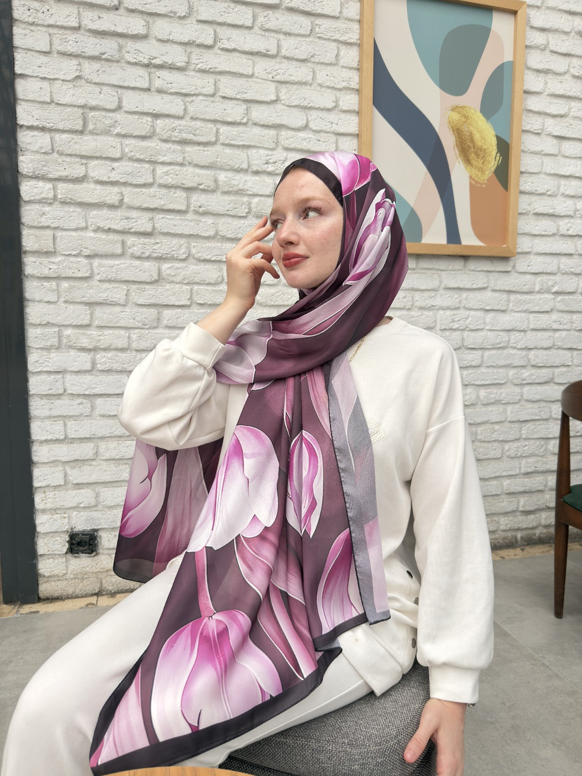 Vual İpek Şal Mürdüm