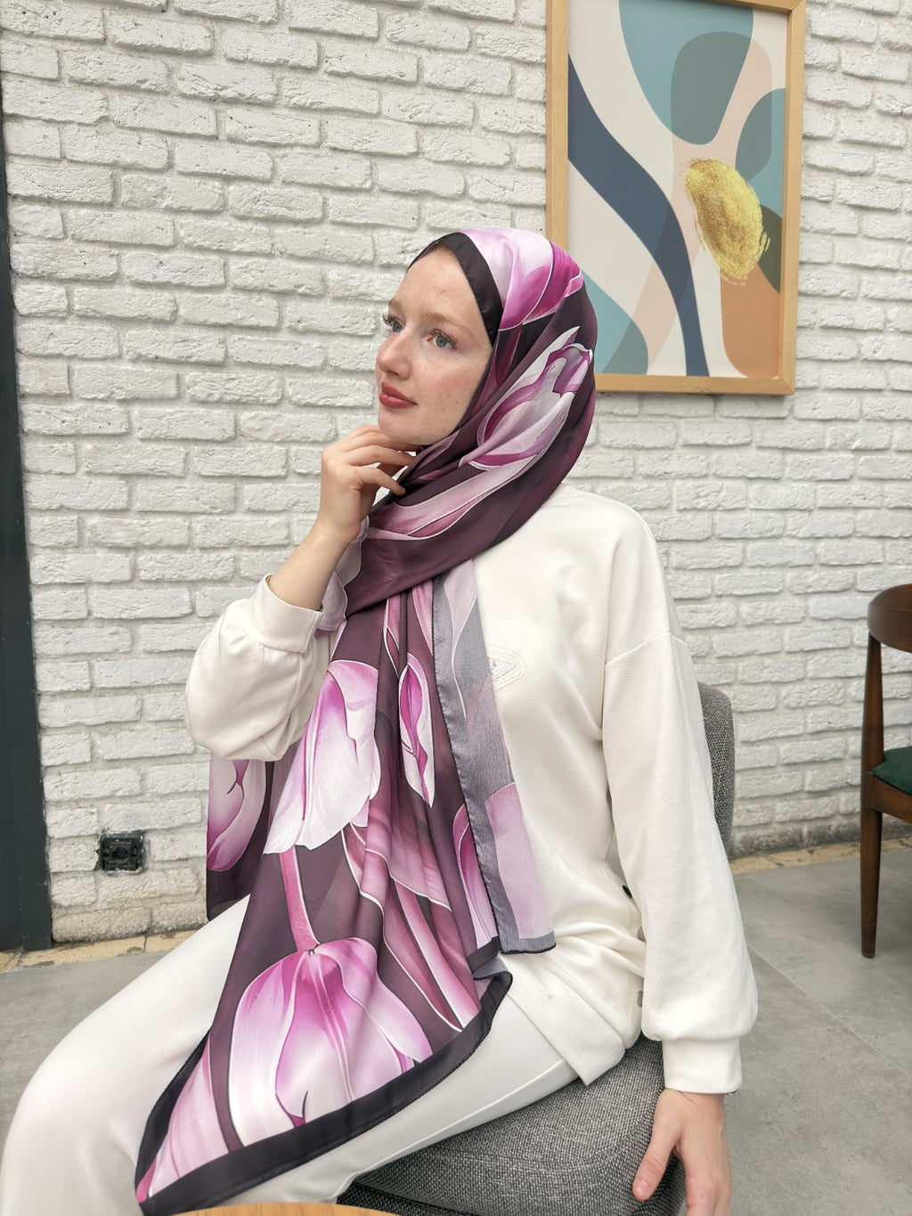 Vual İpek Şal Mürdüm