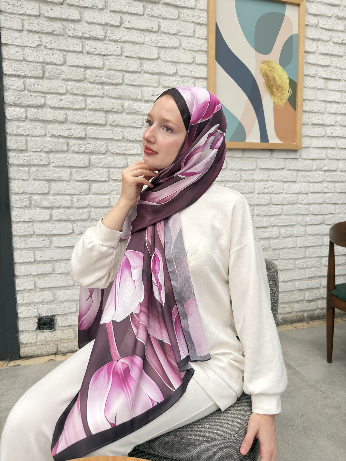 Vual İpek Şal Mürdüm