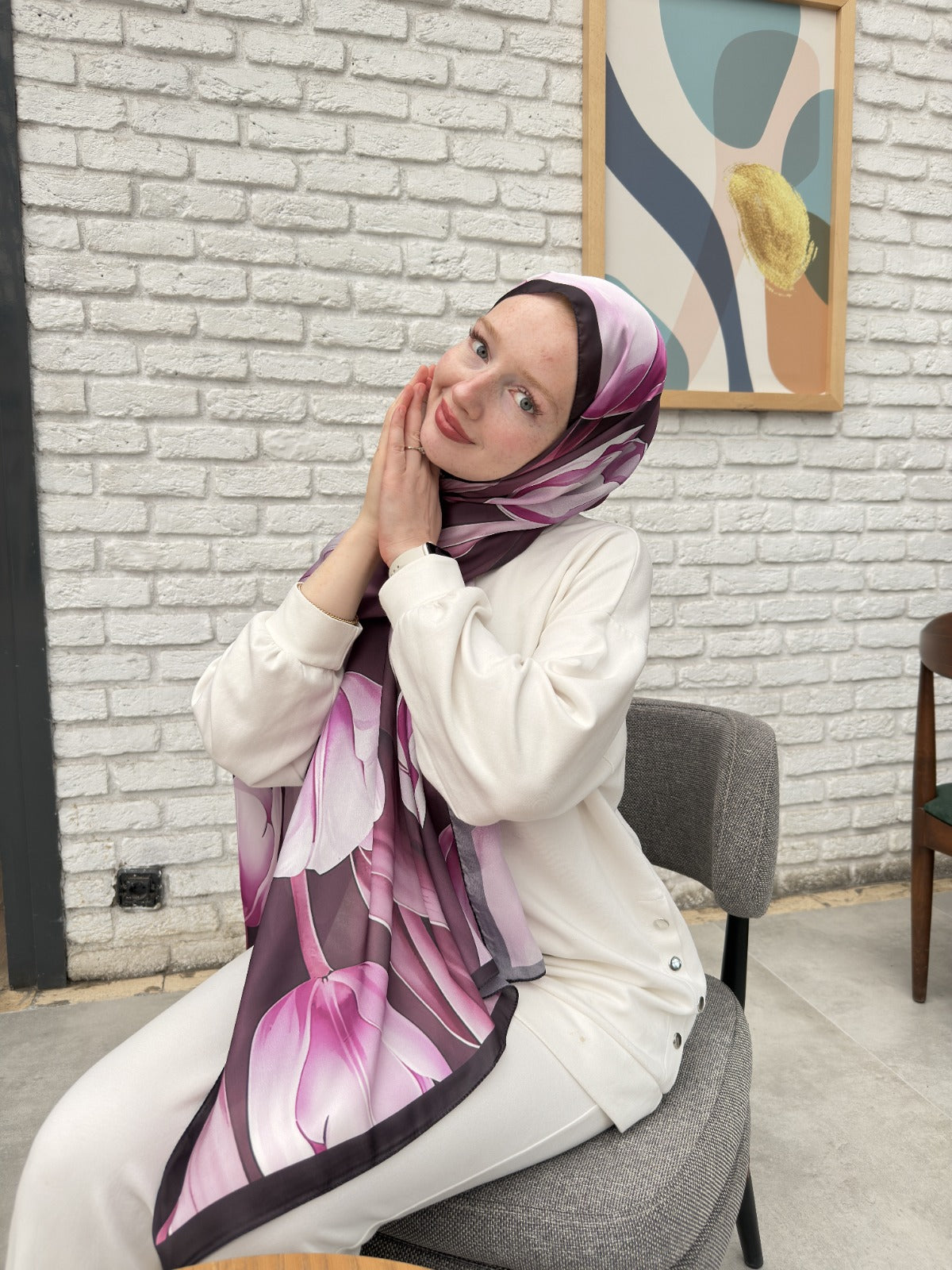 Vual İpek Şal Mürdüm