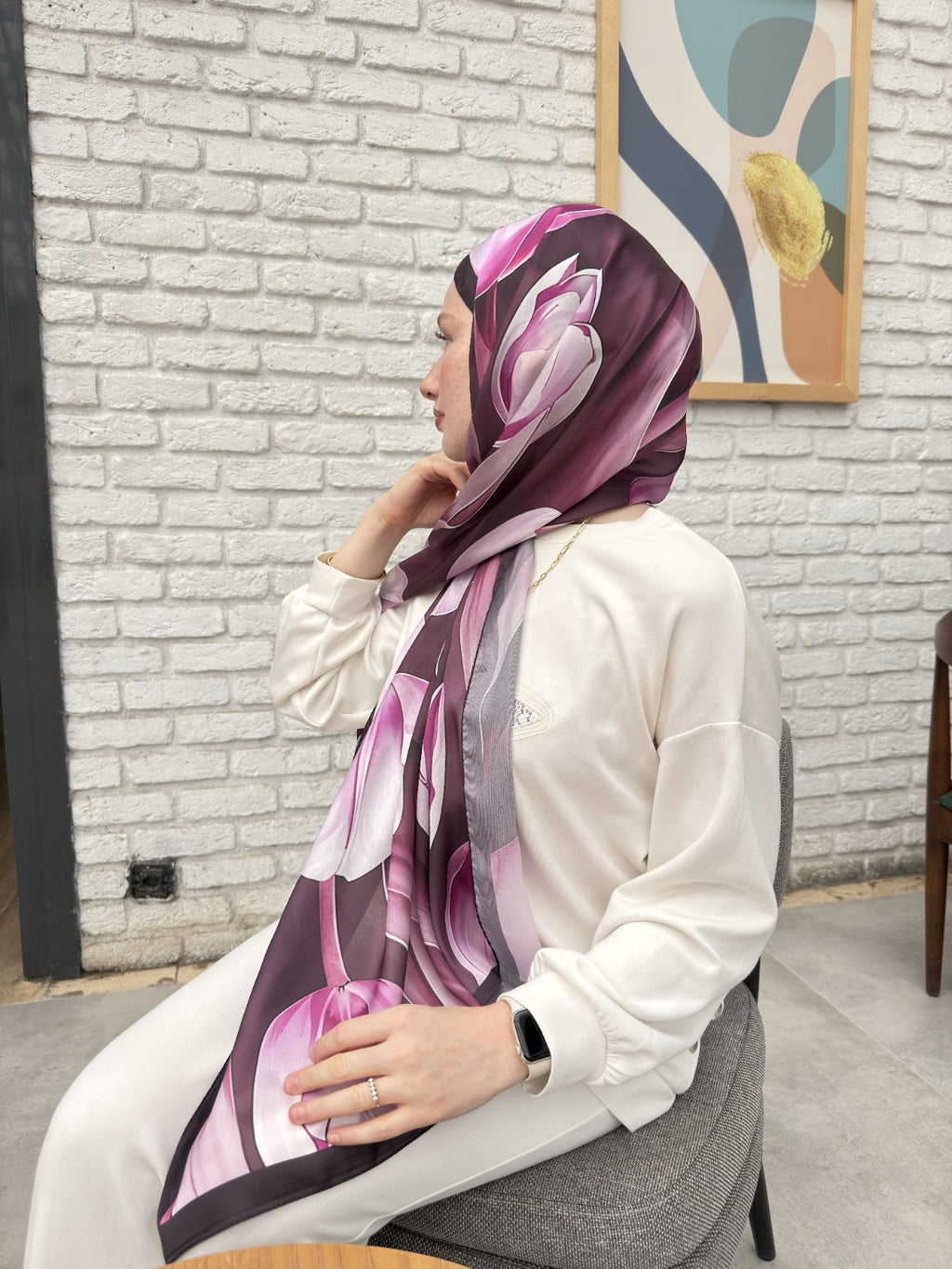 Vual İpek Şal Mürdüm