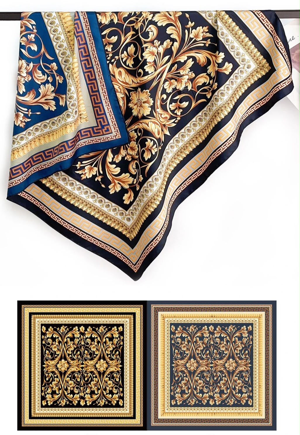 İthal Çift Taraflı Twill Eşarp Barok