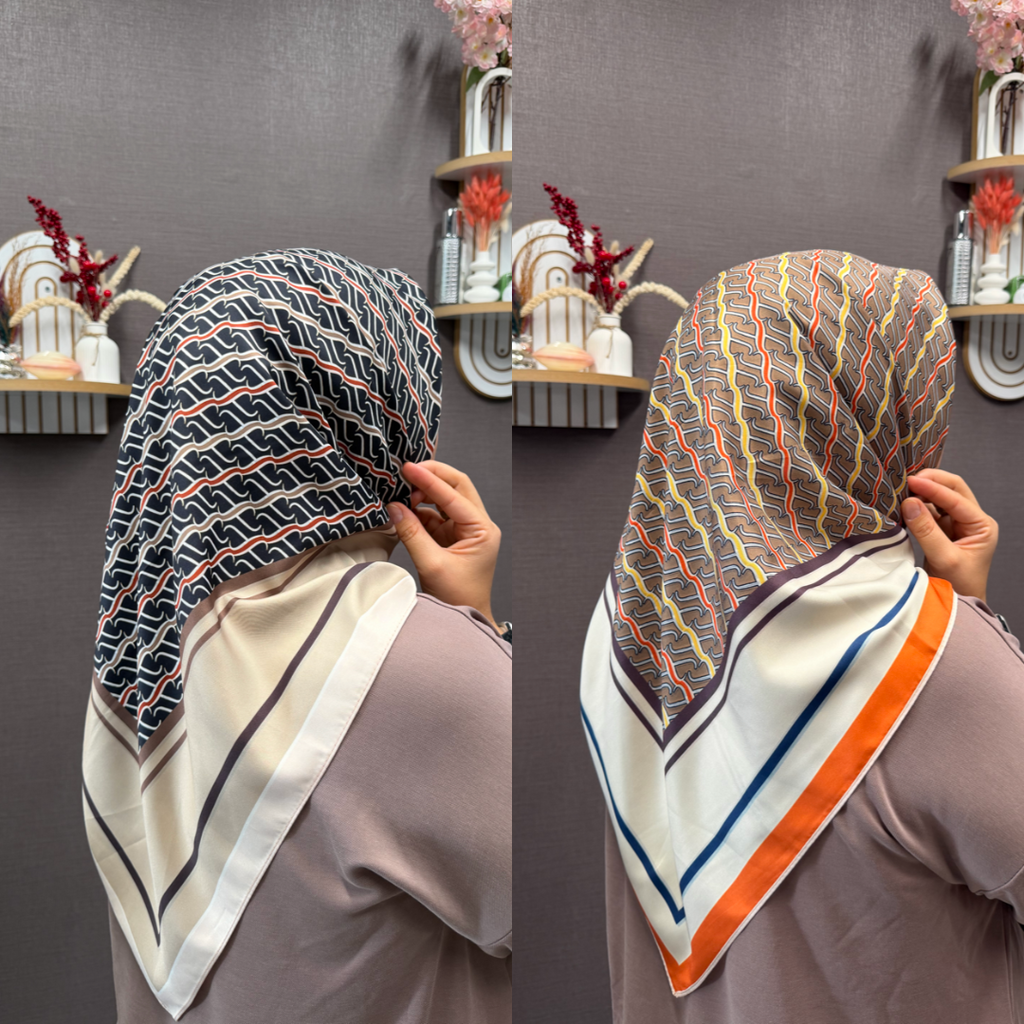 İthal Çift Taraflı Twill Eşarp Siyah-Taba