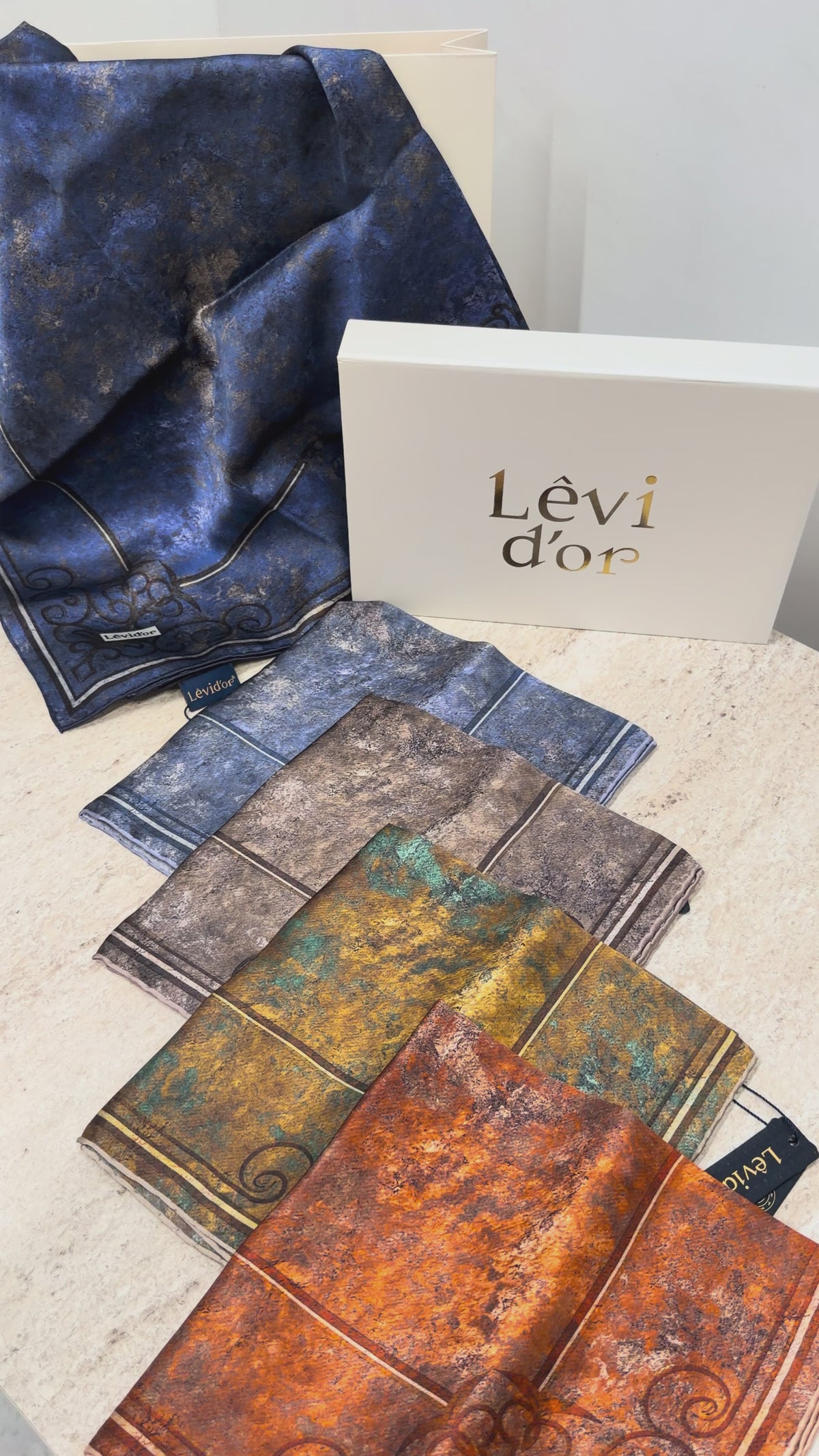 Levidor Sura İpek Eşarp Koyu Kot