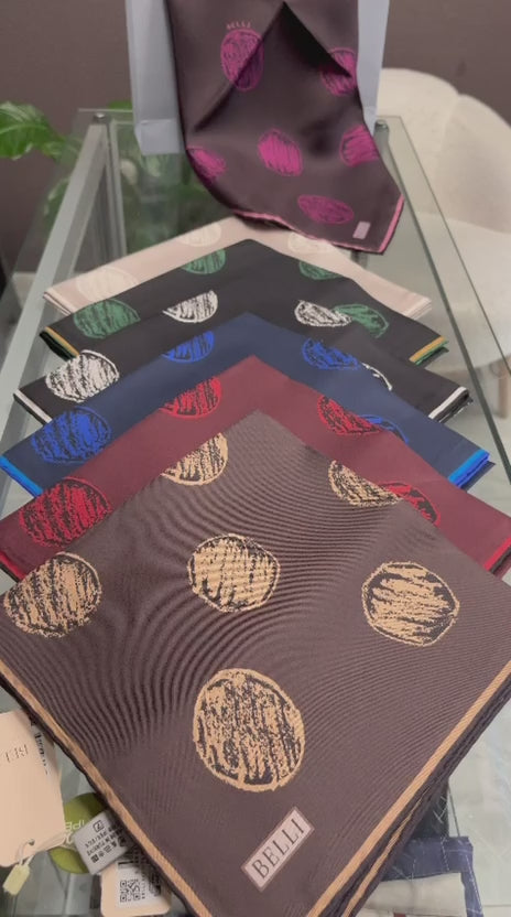 Belli'27 Kış Twill İpek Eşarp Puantiye Mavi