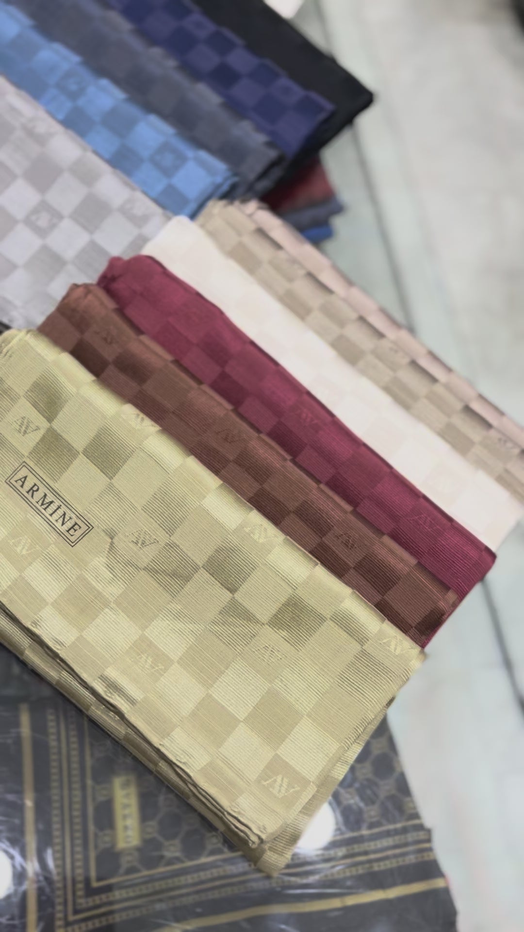 Armine Dama Pamuk İpek Eşarp Lacivert