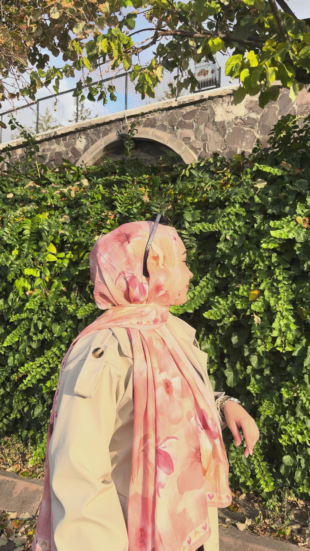 PEONY Desenli Kraş Şal Kayısı