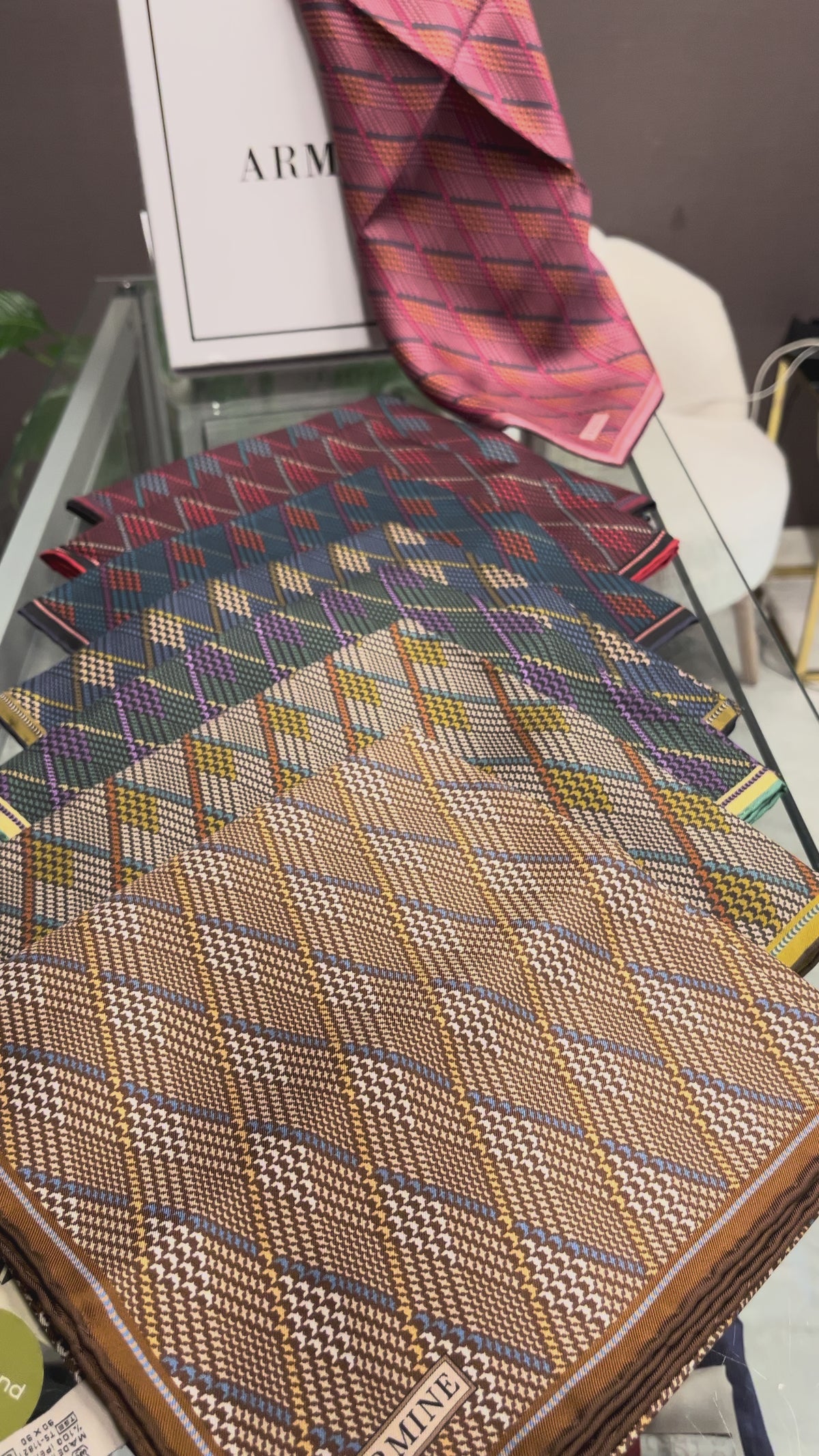 Armine '26 Kış Ekose Pembe Twill İpek