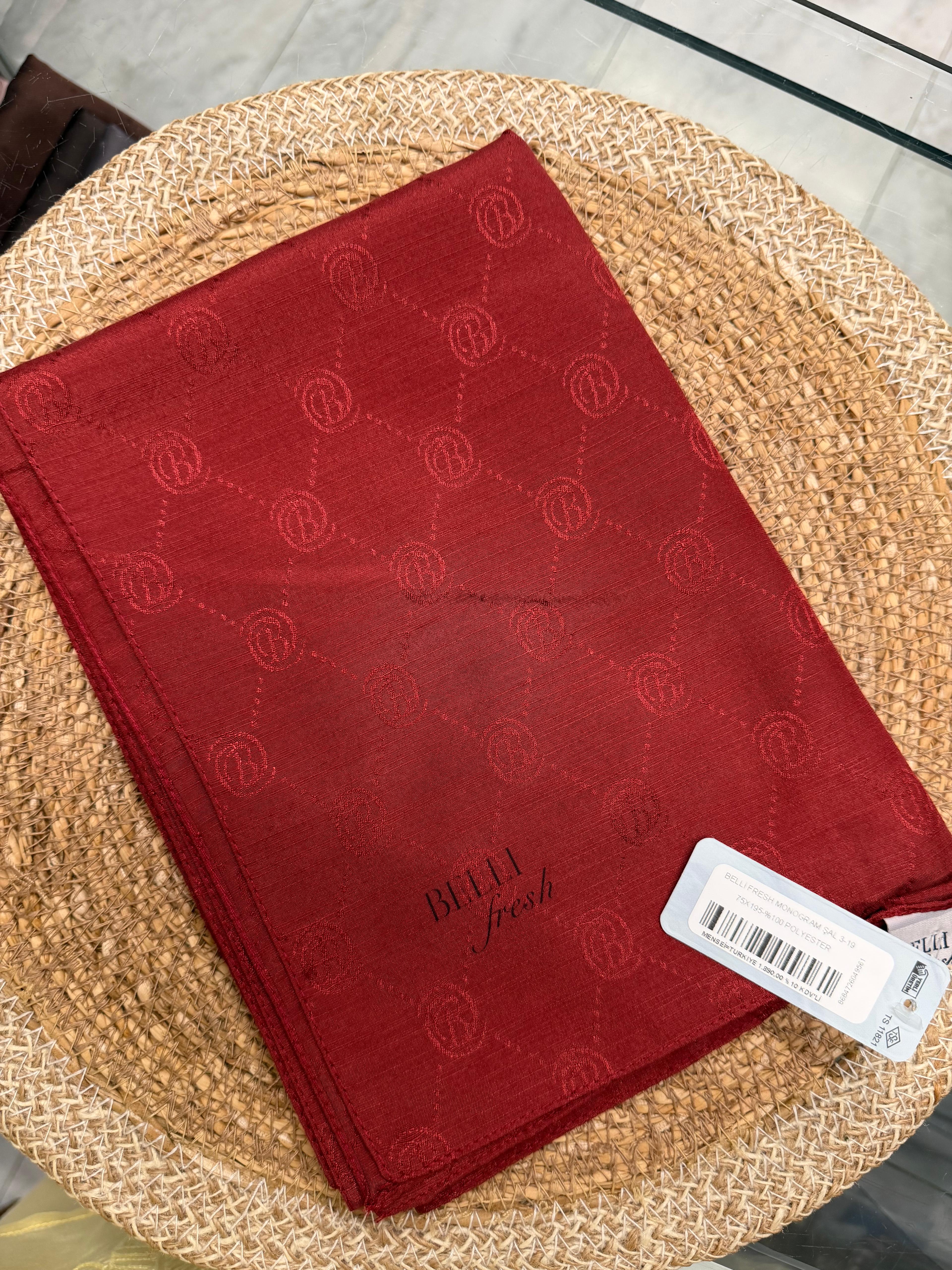 Jakar Monogram Logo Desen Şal Kiremit