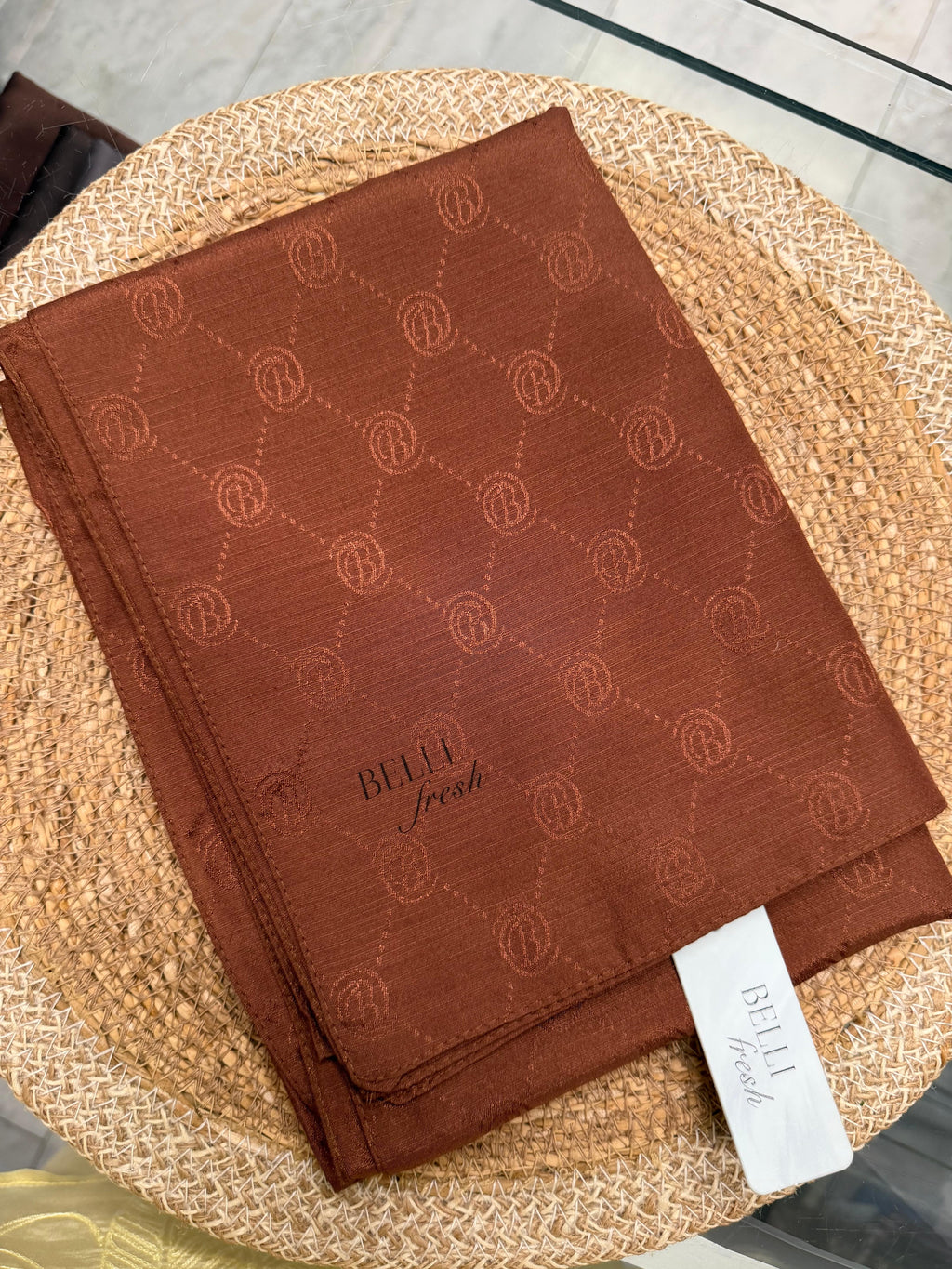 Jakar Monogram Logo Desen Şal Kahve