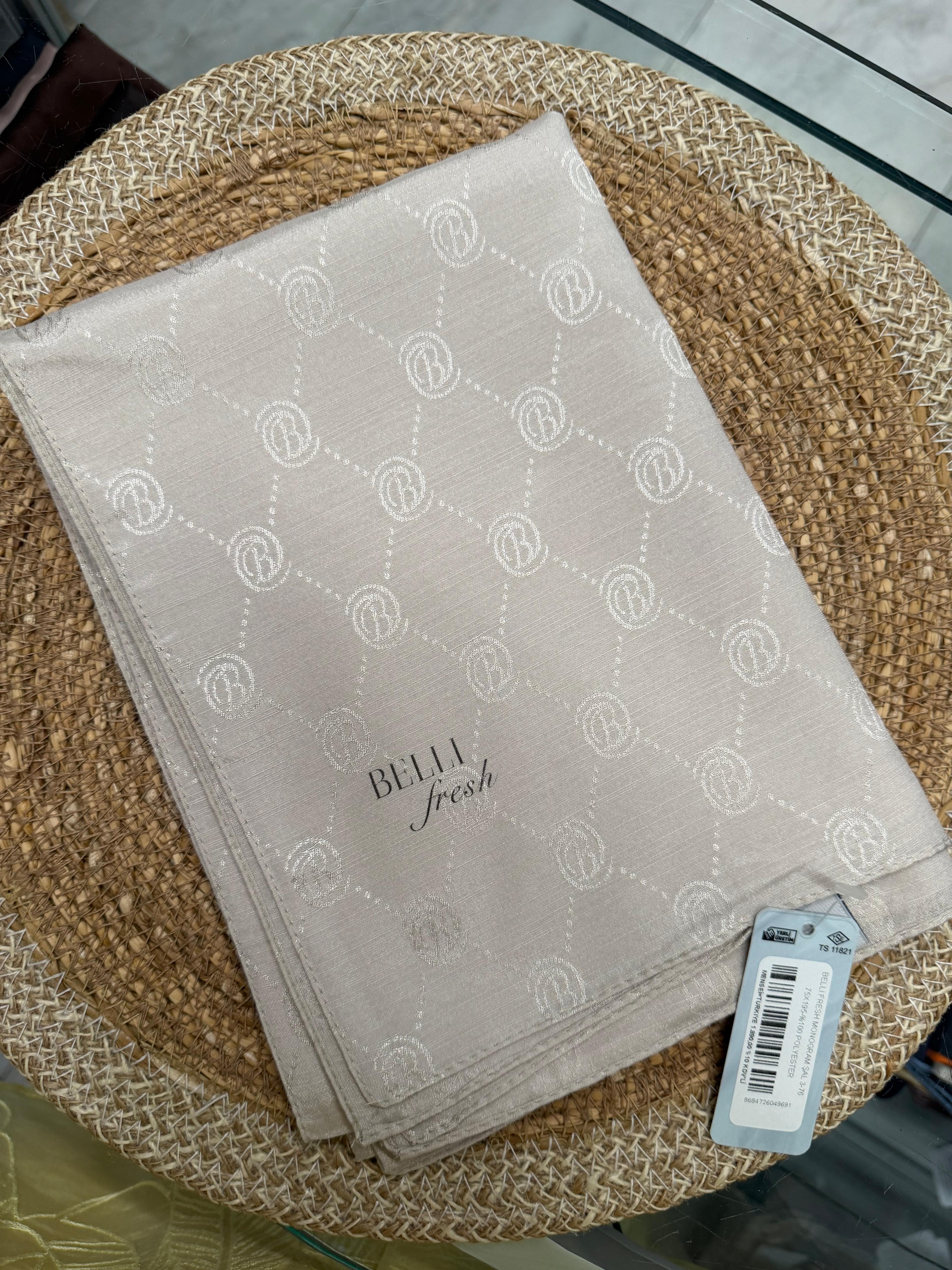 Jakar Monogram Logo Desen Şal Kum Beji
