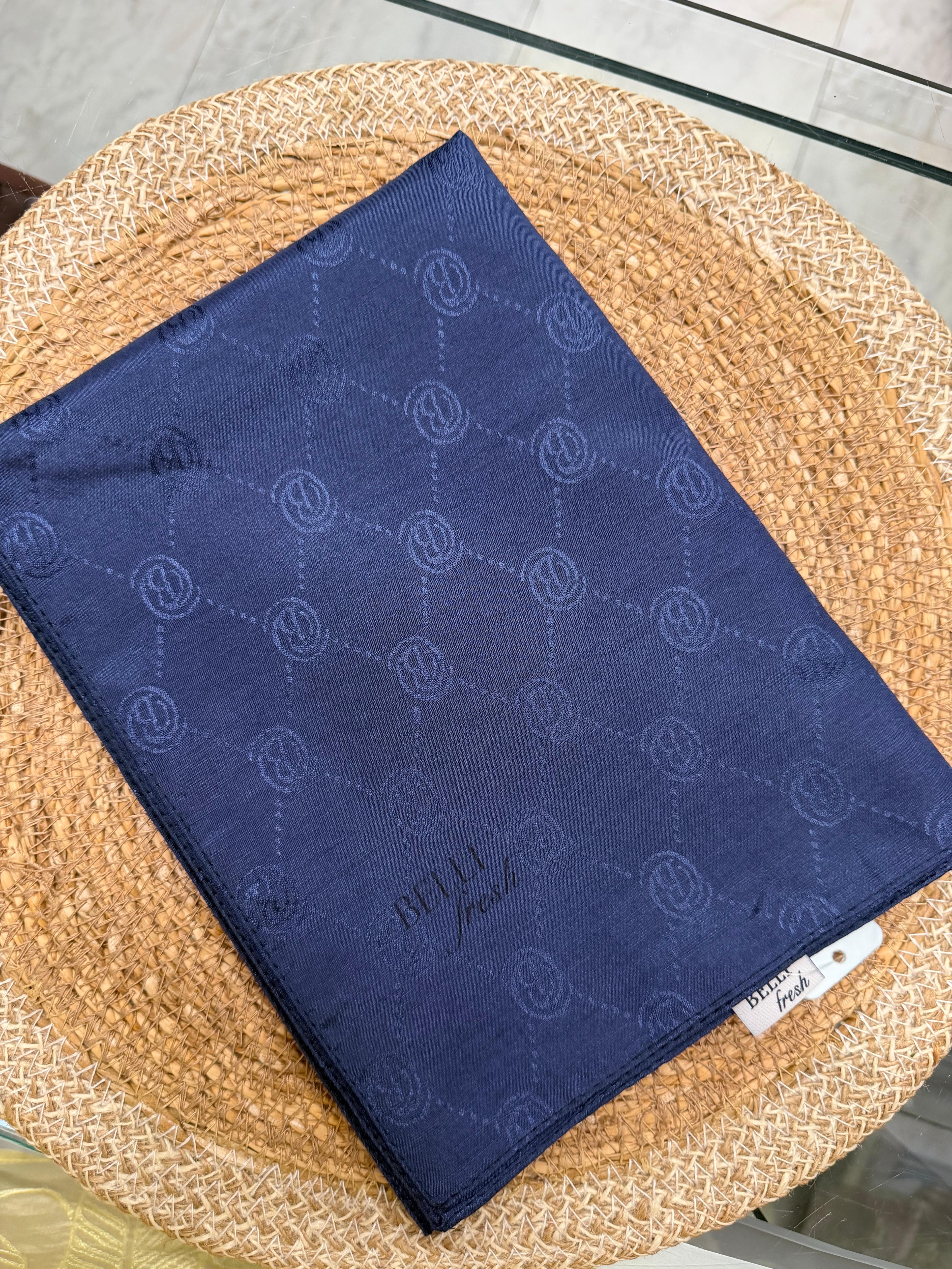 Jakar Monogram Logo Desen Şal Lacivert