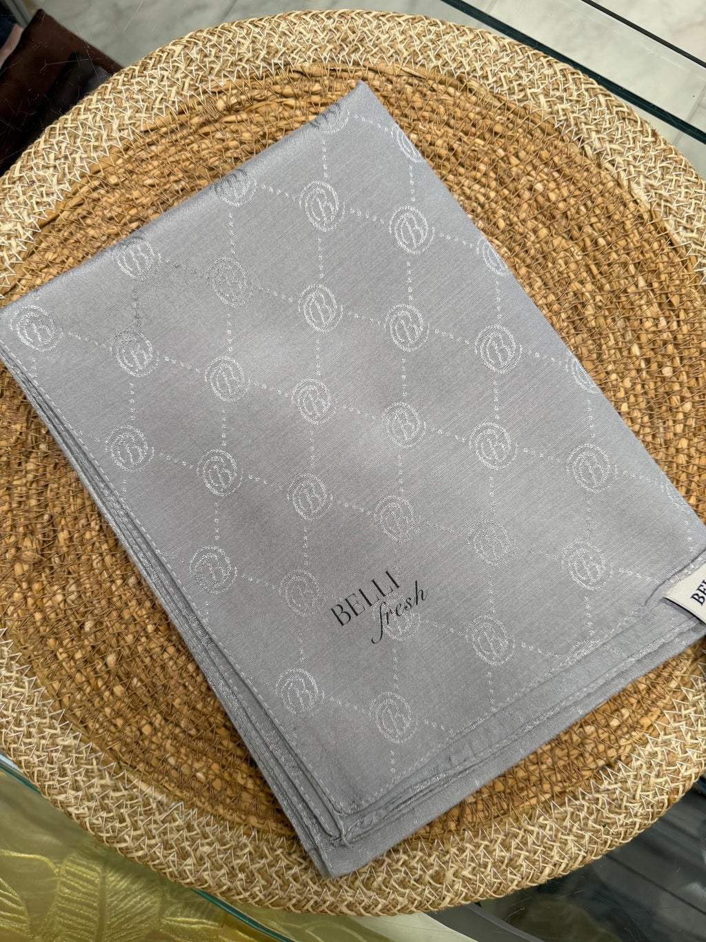 Jakar Monogram Logo Desen Şal Gri