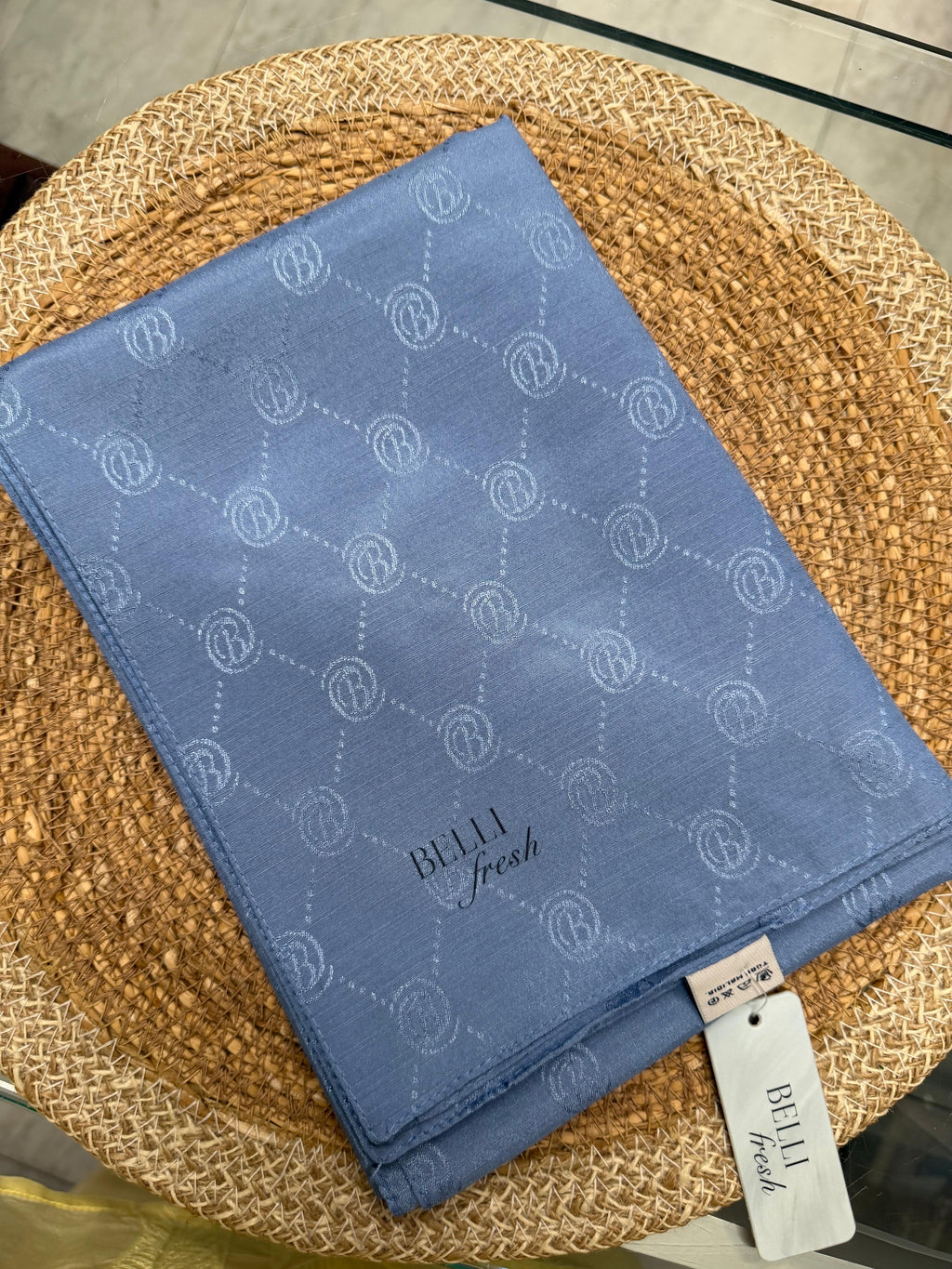 Jakar Monogram Logo Desen Şal Kot Mavi